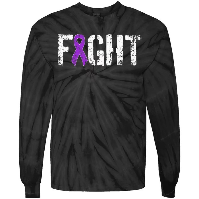 Fight Pancreatic Cancer Military Style Awareness Ribbon Tie-Dye Long Sleeve Shirt