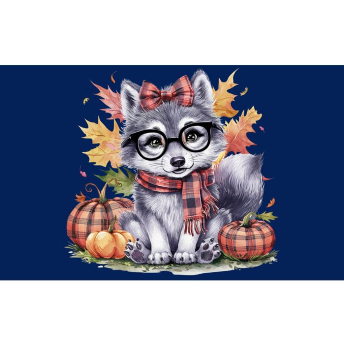 Fall Pumpkin Cute Wolf Fall Autumn Thanksgiving Bumper Sticker