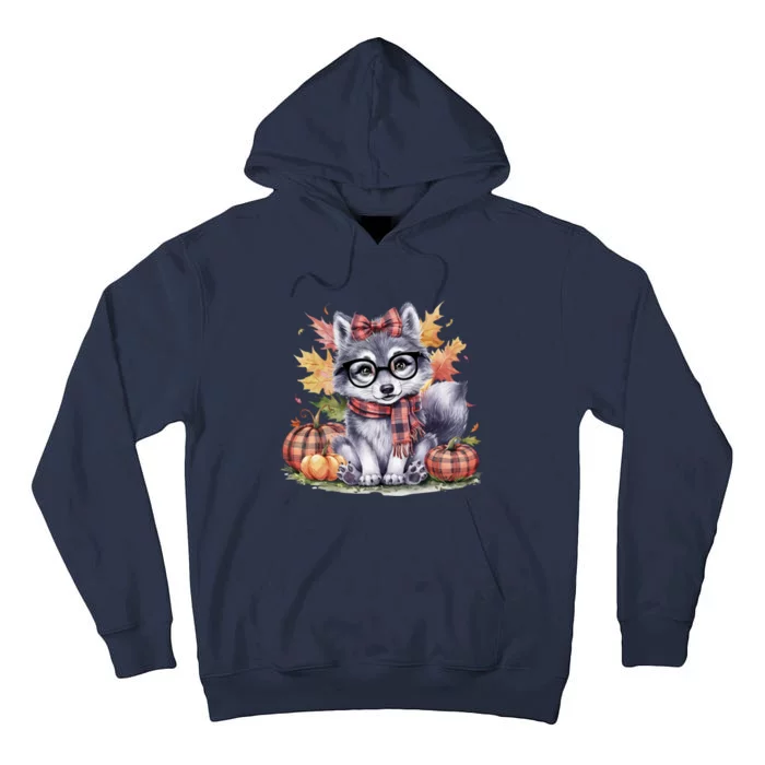 Fall Pumpkin Cute Wolf Fall Autumn Thanksgiving Tall Hoodie