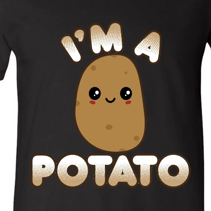 Funny Potato Costume Cute Kawaii Style Smiling IM A Potato Gift V-Neck T-Shirt