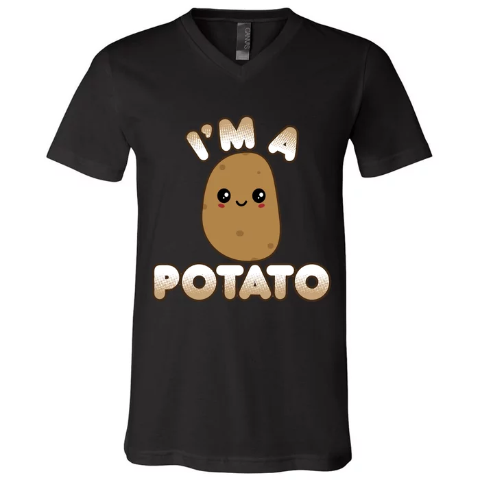 Funny Potato Costume Cute Kawaii Style Smiling IM A Potato Gift V-Neck T-Shirt