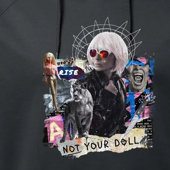 Feminist Punk Collage Not Your Doll Performance Fleece Hoodie