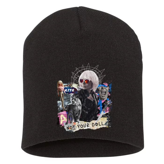 Feminist Punk Collage Not Your Doll Short Acrylic Beanie