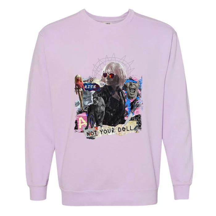 Feminist Punk Collage Not Your Doll Garment-Dyed Sweatshirt