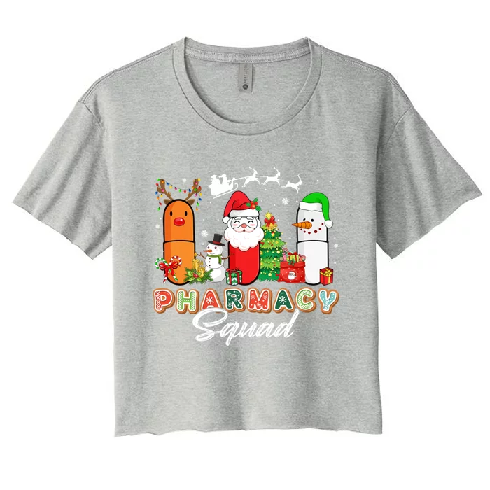 Funny Pills Christmas Lights Pharmacy Crew Reindeer Santa Cute Gift Women's Crop Top Tee