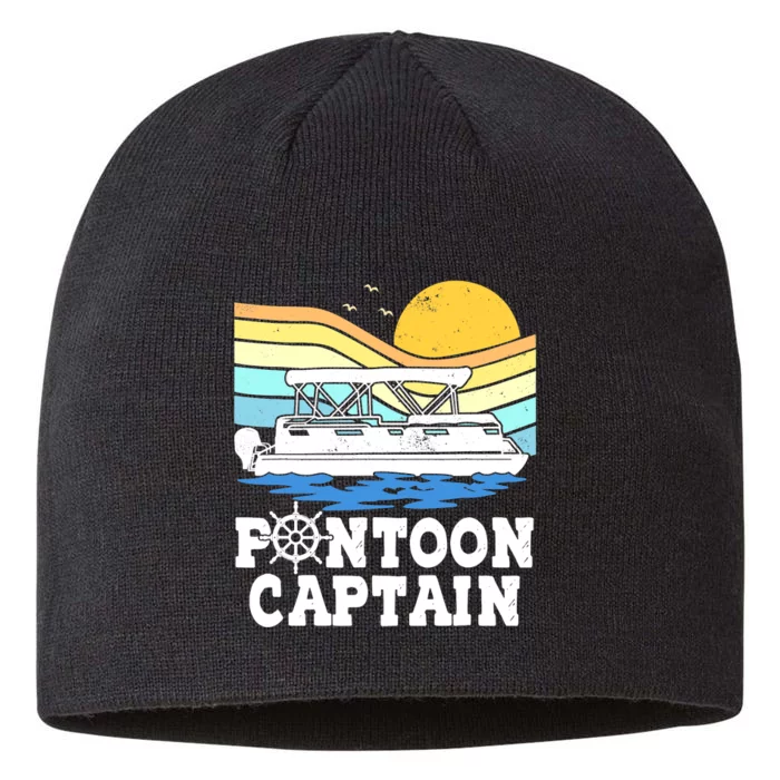 Funny Pontoon Captain Vintage Pontoon Boat 8 1/2in Sustainable Knit Beanie