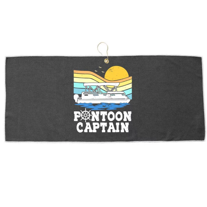 Funny Pontoon Captain Vintage Pontoon Boat Large Microfiber Waffle Golf Towel