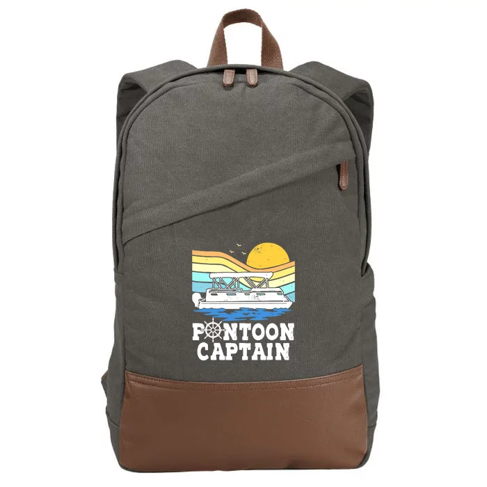 Funny Pontoon Captain Vintage Pontoon Boat Cotton Canvas Backpack