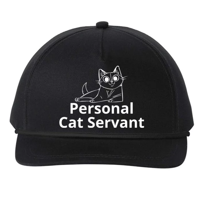 Funny Personal Cat Servant Funny Black Cat Lover Mom Cat Dad Snapback Five-Panel Rope Hat