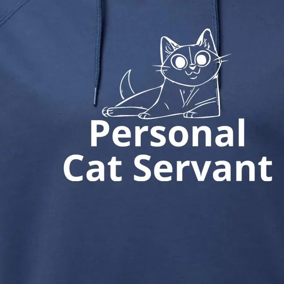 Funny Personal Cat Servant Funny Black Cat Lover Mom Cat Dad Performance Fleece Hoodie