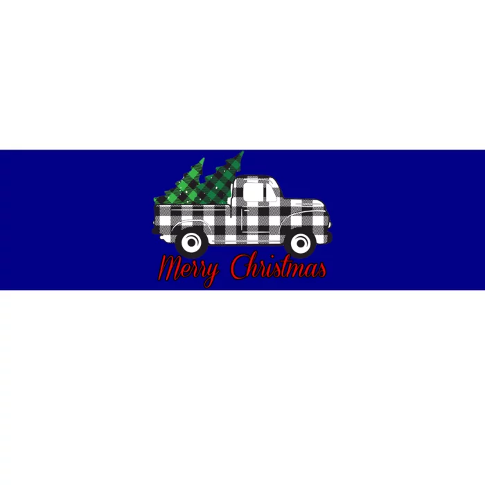 Farmhouse Plaid Christmas Truck Gift Bumper Sticker