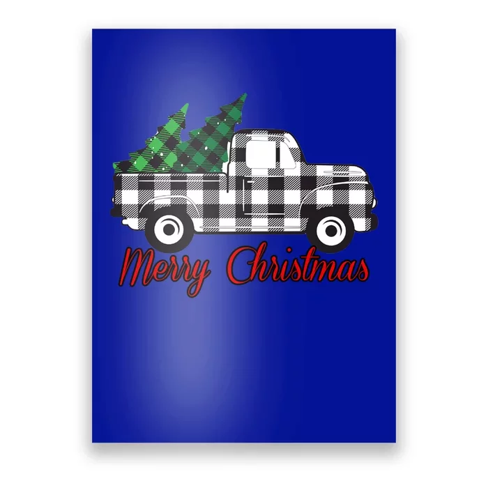 Farmhouse Plaid Christmas Truck Gift Poster