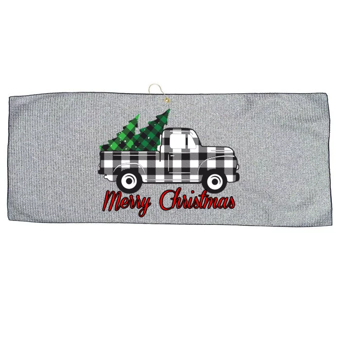 Farmhouse Plaid Christmas Truck Gift Large Microfiber Waffle Golf Towel