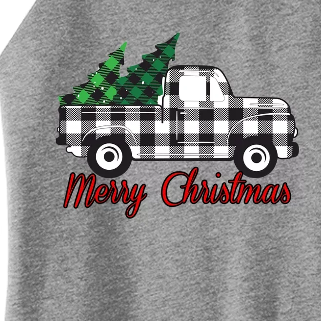 Farmhouse Plaid Christmas Truck Gift Women’s Perfect Tri Rocker Tank