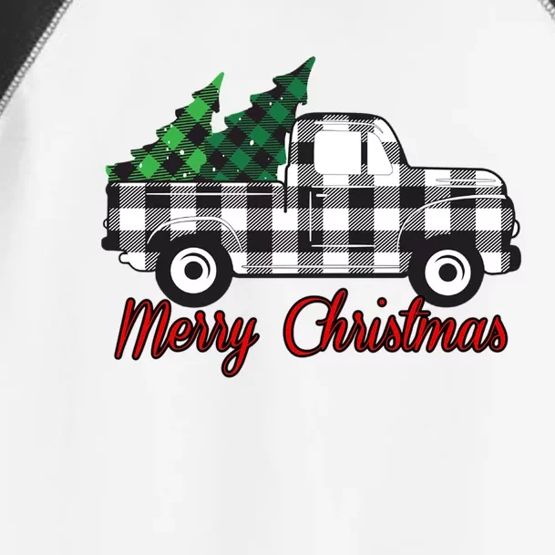 Farmhouse Plaid Christmas Truck Gift Toddler Fine Jersey T-Shirt