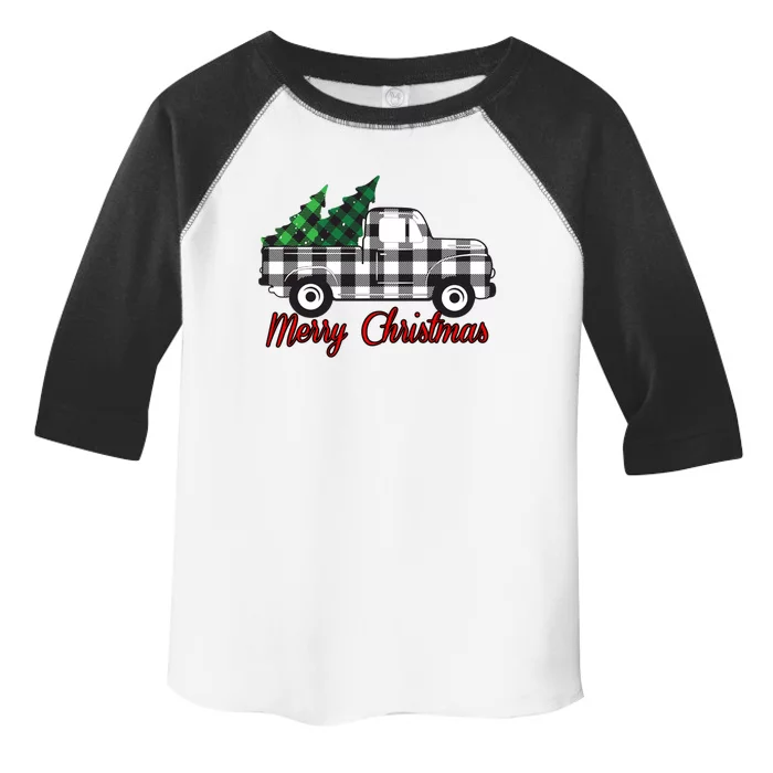 Farmhouse Plaid Christmas Truck Gift Toddler Fine Jersey T-Shirt