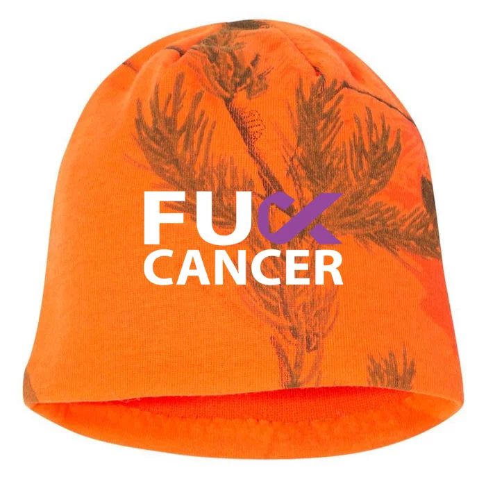 Fuck Pancreatic Cancer F U Fu Purple Ribbon Cancer Awareness Cute Gift Kati - Camo Knit Beanie