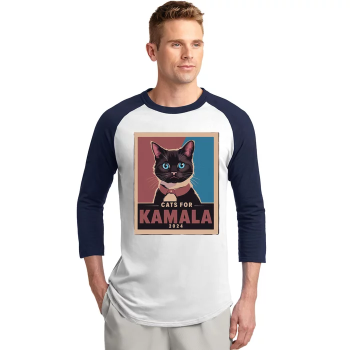 Funny Political Cats For Kamala Baseball Sleeve Shirt