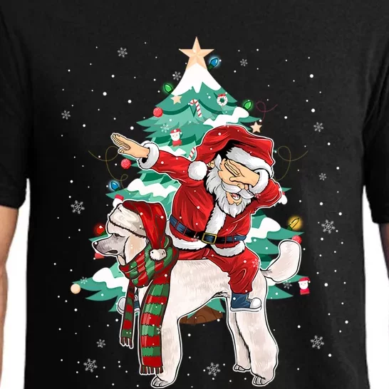 Funny Poodle Christmas Tree Dabbing Santa Xmas Gift Pajama Set