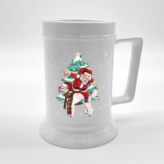 Funny Poodle Christmas Tree Dabbing Santa Xmas Gift Front & Back Beer Stein