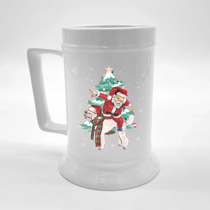 Funny Poodle Christmas Tree Dabbing Santa Xmas Gift Front & Back Beer Stein