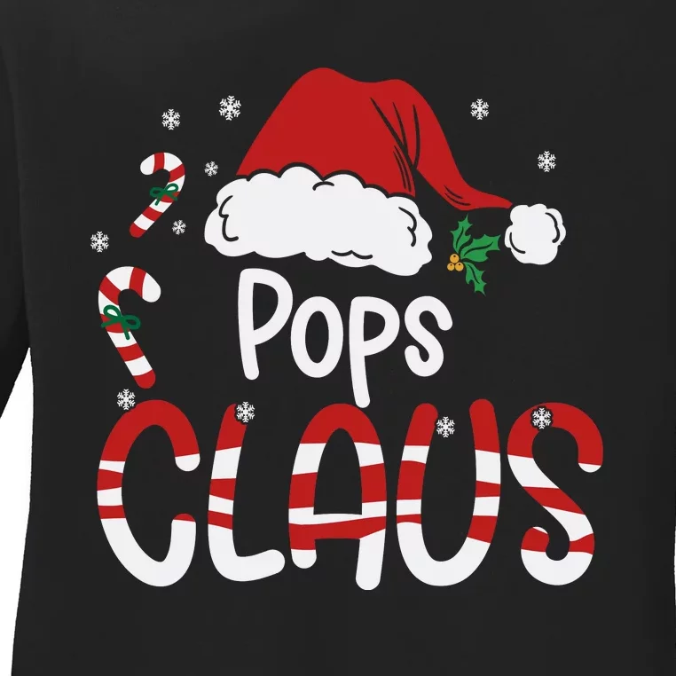 Funny Pops Claus Christmas Pajamas Santa Hat Costume Ladies Long Sleeve Shirt