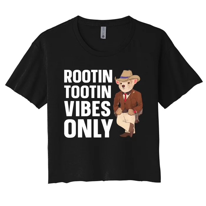 Funny Possum Cowboy Rootin Tootin Vibes Only Premium Women's Crop Top Tee