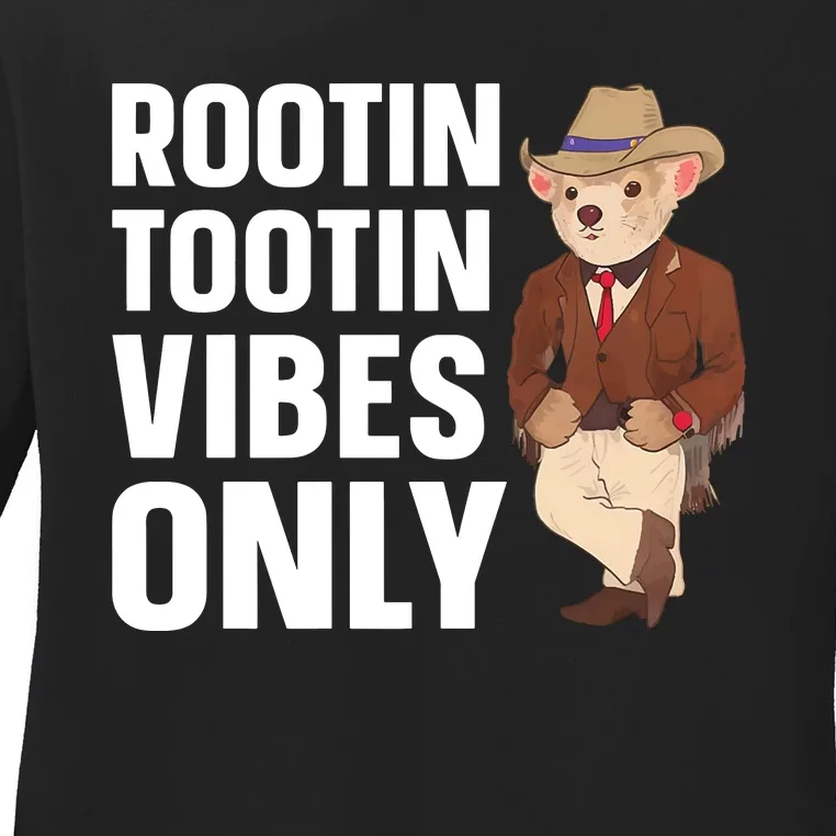 Funny Possum Cowboy Rootin Tootin Vibes Only Premium Ladies Long Sleeve Shirt