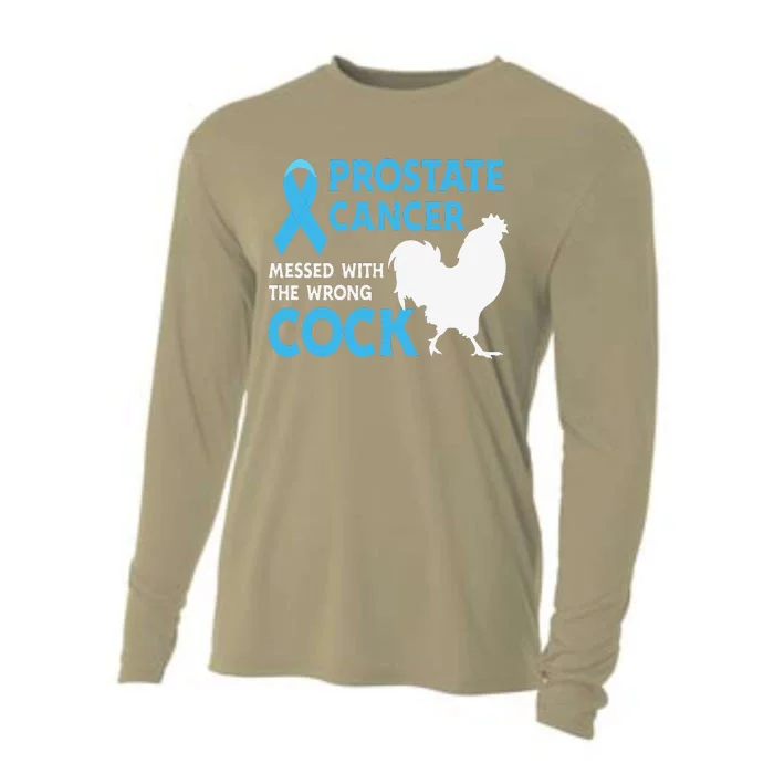 Funny Prostate Cancer Messed With The Wrong Cock Cancer Awareness Cooling Performance Long Sleeve Crew