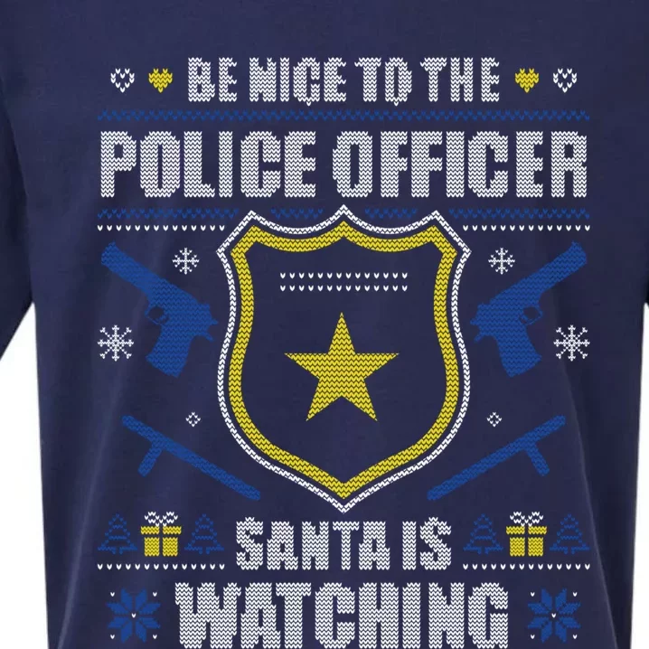 Funny Policeman Christmas Police Officer Ugly Christmas Sueded Cloud Jersey T-Shirt