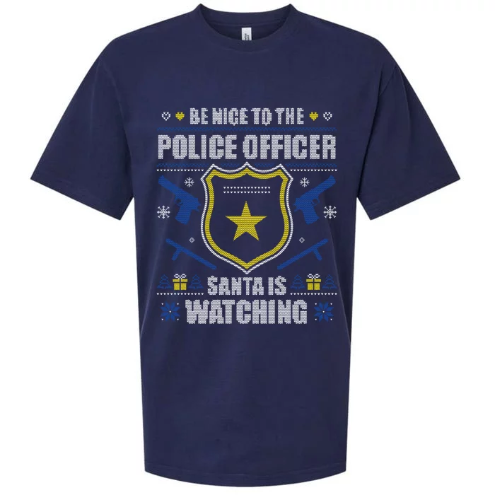 Funny Policeman Christmas Police Officer Ugly Christmas Sueded Cloud Jersey T-Shirt