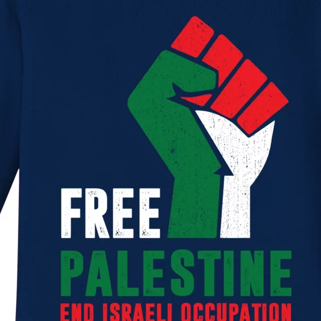 Free Palestine Cool Gift Gaza Freedom End Israeli Occupation Cute Gift Baby Long Sleeve Bodysuit