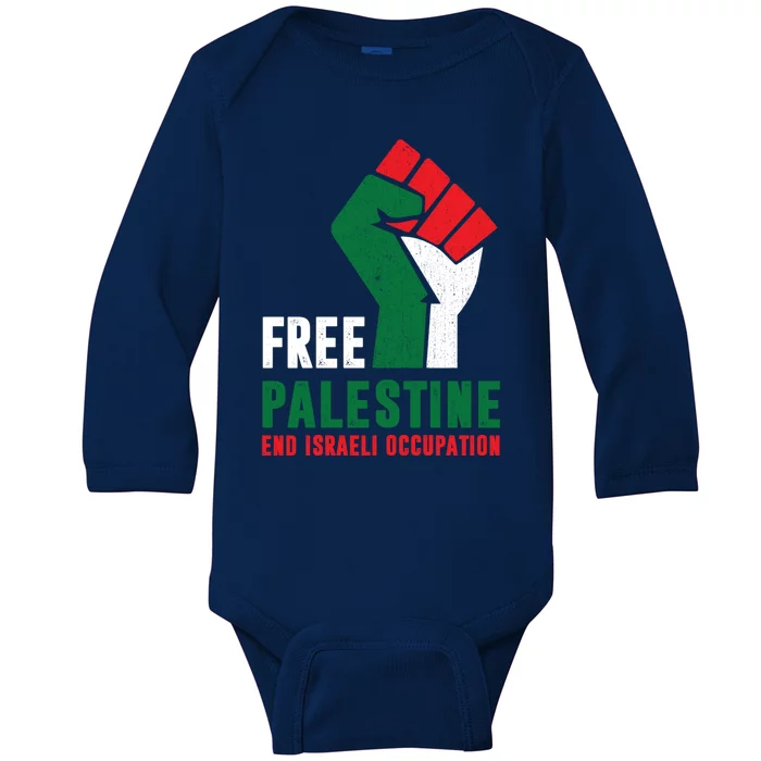 Free Palestine Cool Gift Gaza Freedom End Israeli Occupation Cute Gift Baby Long Sleeve Bodysuit