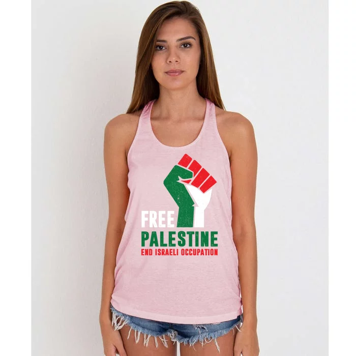 Free Palestine Cool Gift Gaza Freedom End Israeli Occupation Cute Gift Women's Knotted Racerback Tank