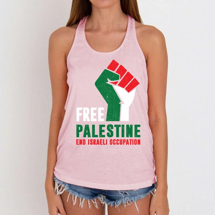 Free Palestine Cool Gift Gaza Freedom End Israeli Occupation Cute Gift Women's Knotted Racerback Tank