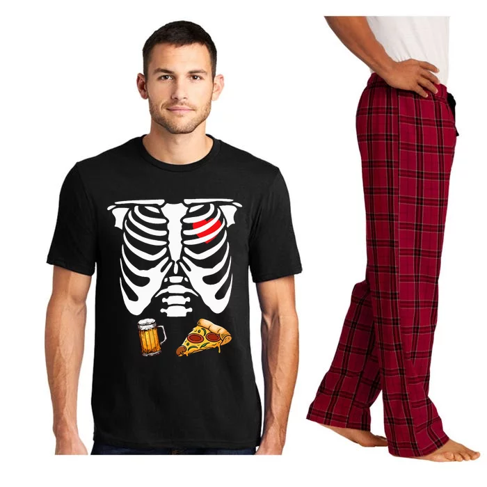 Funny Pregnancy Couple Dad Skeleton Halloween Beer Pizza Pajama Set