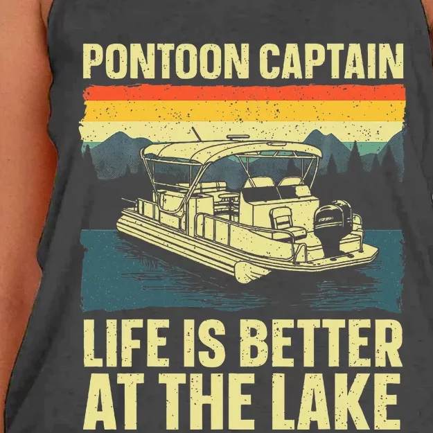 Funny Pontoon Captain Art For Pontoon Women's Knotted Racerback Tank