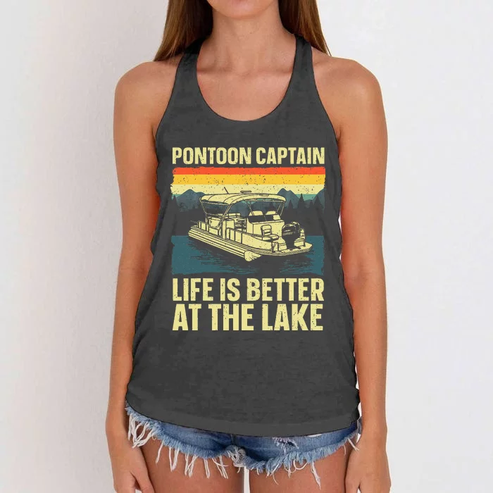 Funny Pontoon Captain Art For Pontoon Women's Knotted Racerback Tank