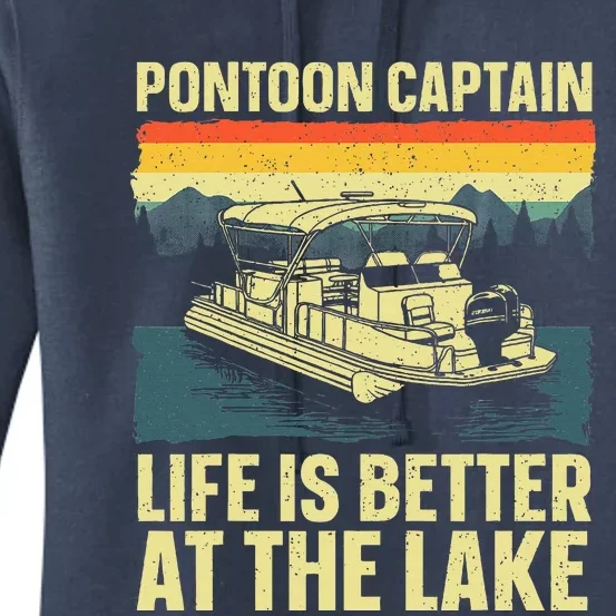 Funny Pontoon Captain Art For Pontoon Women's Pullover Hoodie