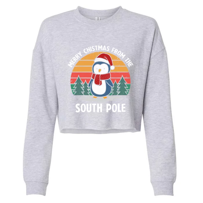 Funny Penguin Christmas Gift Cropped Pullover Crew