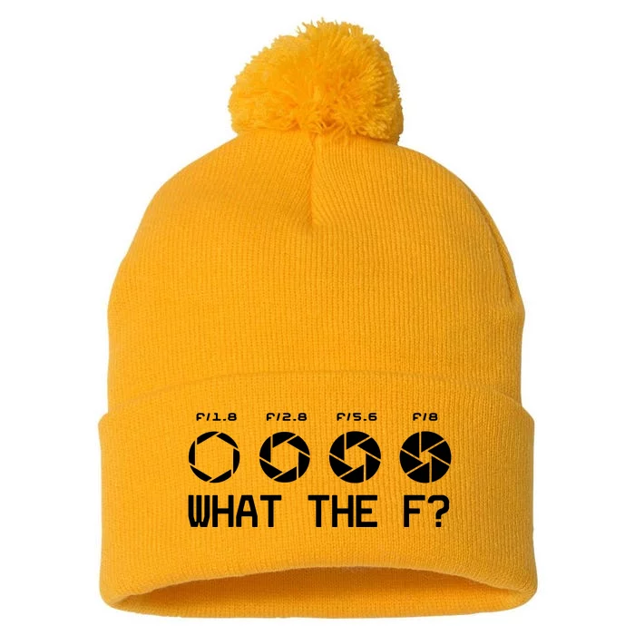 Funny Photography Camera Fstop Lens What The F T Pom Pom 12in Knit Beanie