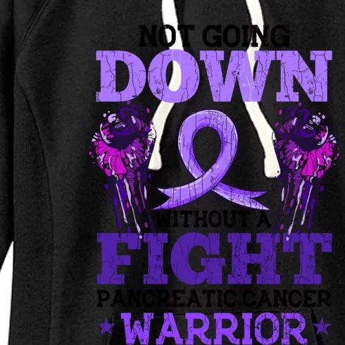 Fighting Pancreatic Cancer Warrior Awareness Purple Graphic Gift Women's Fleece Hoodie