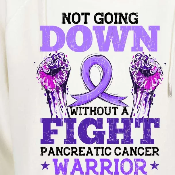 Fighting Pancreatic Cancer Warrior Awareness Purple Graphic Gift Womens Funnel Neck Pullover Hood