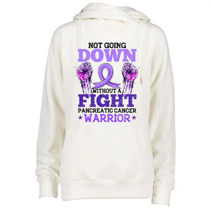 Fighting Pancreatic Cancer Warrior Awareness Purple Graphic Gift Womens Funnel Neck Pullover Hood