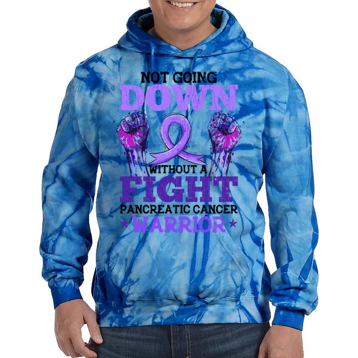 Fighting Pancreatic Cancer Warrior Awareness Purple Graphic Gift Tie Dye Hoodie