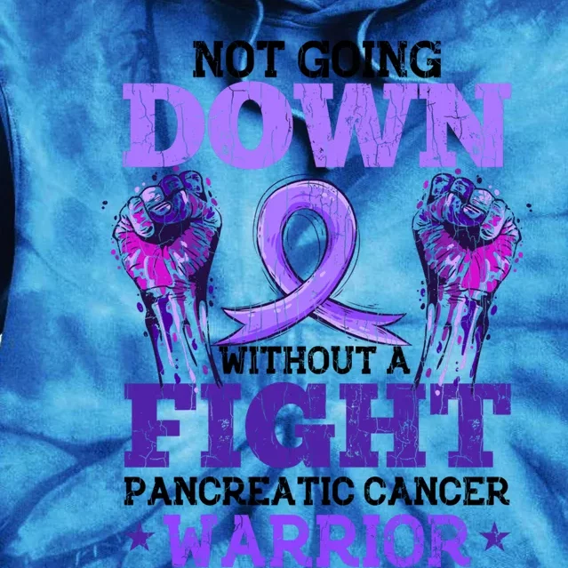 Fighting Pancreatic Cancer Warrior Awareness Purple Graphic Gift Tie Dye Hoodie