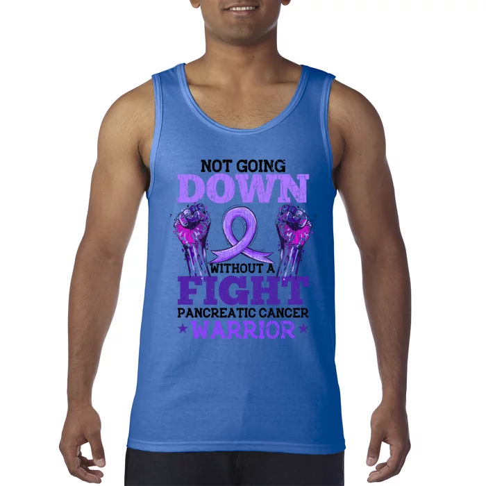 Fighting Pancreatic Cancer Warrior Awareness Purple Graphic Gift Tank Top