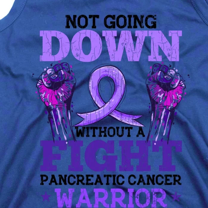 Fighting Pancreatic Cancer Warrior Awareness Purple Graphic Gift Tank Top