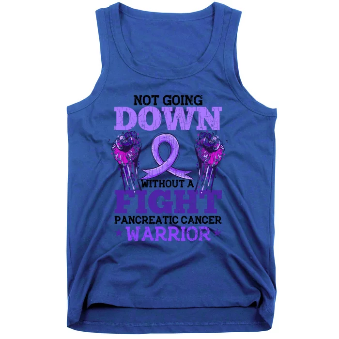 Fighting Pancreatic Cancer Warrior Awareness Purple Graphic Gift Tank Top