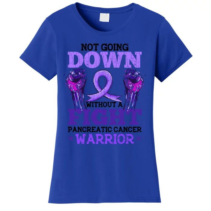 Fighting Pancreatic Cancer Warrior Awareness Purple Graphic Gift Women's T-Shirt